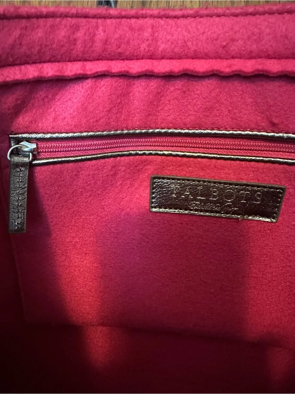 Talbots Pink Tote with Metallic Silver Trim